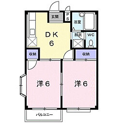 ルミネミワ　Ｃ 2階2DKの間取り