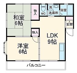 メゾン藤 2階2DKの間取り