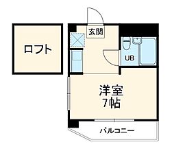 大倉山ハイツ 3階ワンルームの間取り