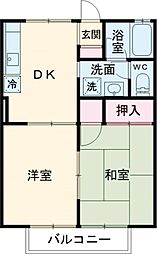 アサヒコーポI 1階2DKの間取り