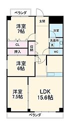 名古屋市営桜通線 高岳駅 徒歩11分の賃貸マンション 5階3LDKの間取り