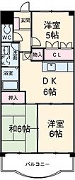名古屋市営鶴舞線 原駅 徒歩14分の賃貸マンション 2階3DKの間取り