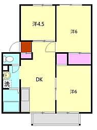 グリーンハイムほやの 3DKの間取図画像