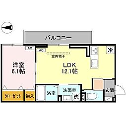 D-ROOM文京町3丁目 3階1LDKの間取り