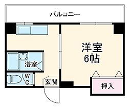 コーポ津田 4階1Kの間取り