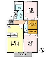 フロラシオン　東館 1階2LDKの間取り