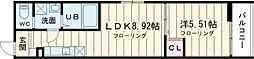 立川セイワレジデンスII 1階1LDKの間取り