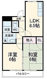 サンフラワー一番 1階2LDKの間取り