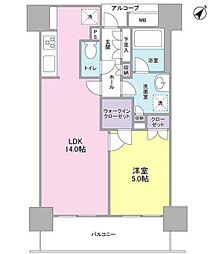 JR山手線 五反田駅 徒歩9分の賃貸マンション 10階1LDKの間取り