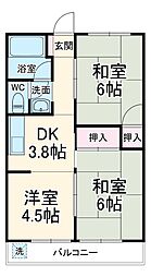 ユーレジデンスサンミラー 1階3DKの間取り