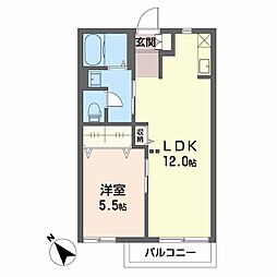 イーストコートS 1階1LDKの間取り
