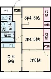 レジデンス・ラ・ヴィータ 2階2LDKの間取り