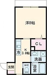 サニーパレス 1階1Kの間取り