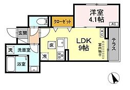 セレスティア柴又 1階1LDKの間取り