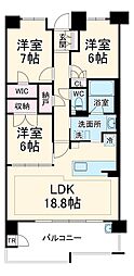 バンベール東山 4階3LDKの間取り
