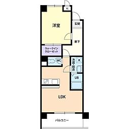 プライムヒルズ 3階1LDKの間取り