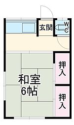 中澤荘 2階1Kの間取り