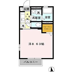 モナリエ旭 1Kの間取図画像