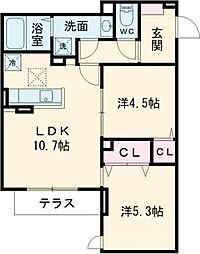 日暮里舎人ライナー 扇大橋駅 徒歩4分の賃貸アパート 1階2LDKの間取り