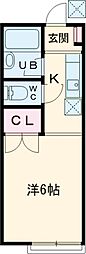 AP足立 1階ワンルームの間取り