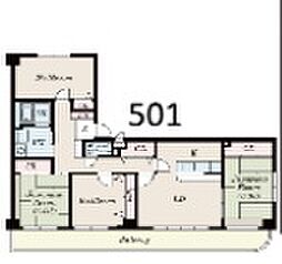 コスモリード八王子 5階4LDKの間取り