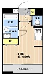 LIBTH松山III 11階ワンルームの間取り
