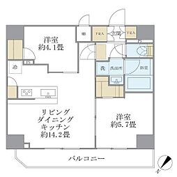アジールコート町屋 13階2LDKの間取り