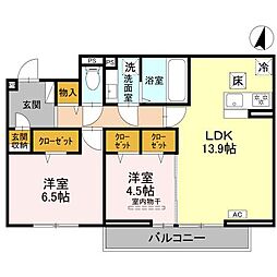 プレジール 102 1階2LDKの間取り