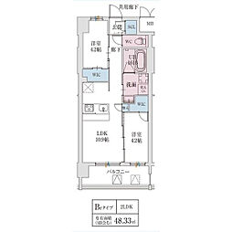 スプランディッド城東関目 8階2LDKの間取り