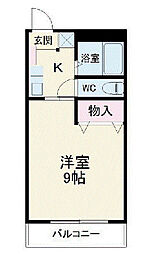 イーストマニ 2階1Kの間取り
