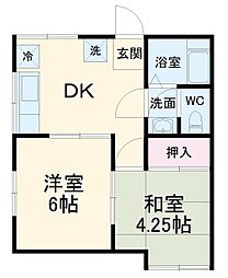 宮沢コーポ 202 2階2DKの間取り