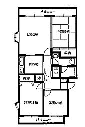 ルミエール緑岡　Ｂ 3階3LDKの間取り