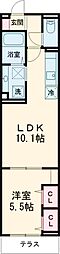 Dアセット栄町 1階1LDKの間取り