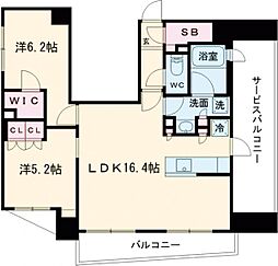 プレディアコート西葛西 6階2LDKの間取り