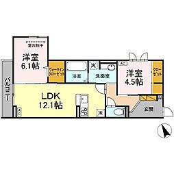 D’s LIEN (ディーズリアン)　B 2階2LDKの間取り