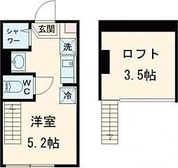 メゾン　フルール　小岩駅前 1階ワンルームの間取り
