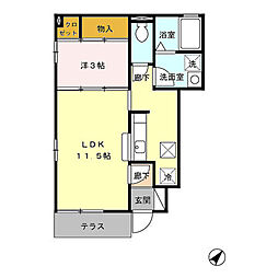 湘南新宿ライン高海 新前橋駅 徒歩19分の賃貸アパート 1階1LDKの間取り