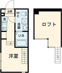 パインリーフ 1階ワンルームの間取り