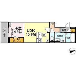 アーククレール 2階1LDKの間取り