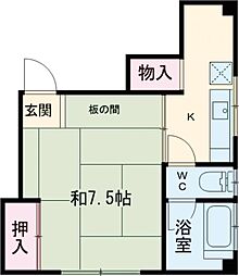 玉舎ビル 3階1Kの間取り