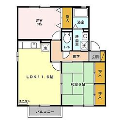 ラ・ルーン 2階2LDKの間取り