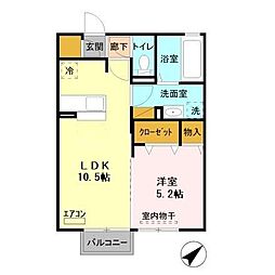 リジェール 2階1LDKの間取り