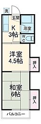 山本ハイツ 1階2Kの間取り