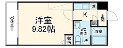 Gladvis二条式部 202 2階1Kの間取り