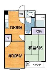 メゾンドール 5階2DKの間取り