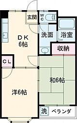 メゾンドール 5階2DKの間取り