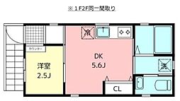 瑞和川口 2階1DKの間取り