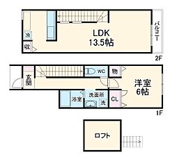 ベイスＫ 1階1LDKの間取り