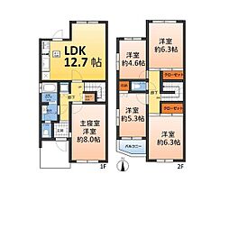 タウン石尾台102号 1階5LDKの間取り