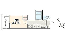 ＭＥＬＤＩＡ相模大野 2階1Kの間取り